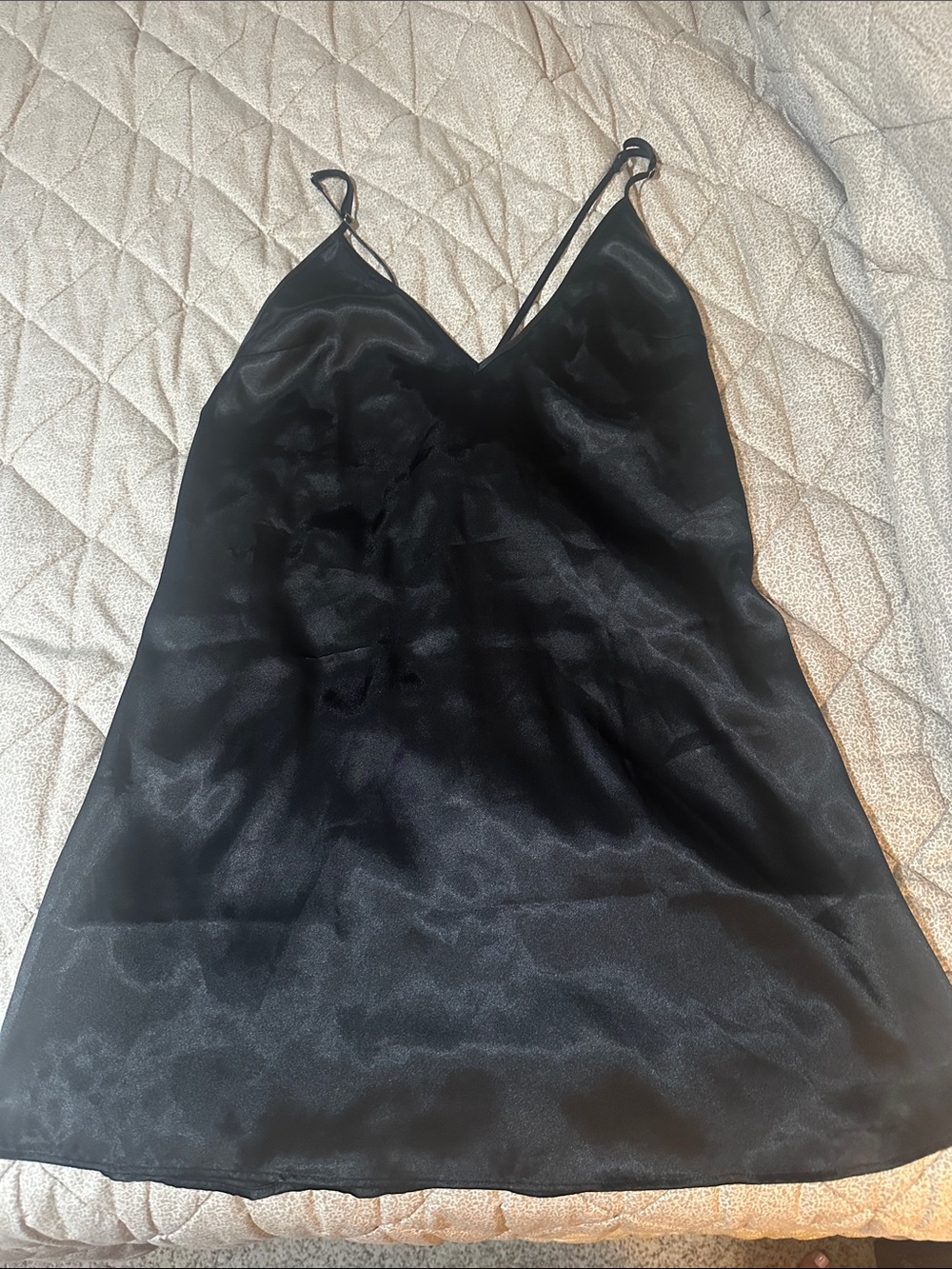 Urban Outfitters Black Satin Slip Mini Dress